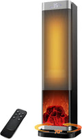 YOOKESEN Grzejnik elektryczny, 2000 W, 35 dB – 3,5 m, Czarny, oświetlenie LED, ogrzewanie 12h – licznik, termostat, 70 ° oscylacja, tłumik