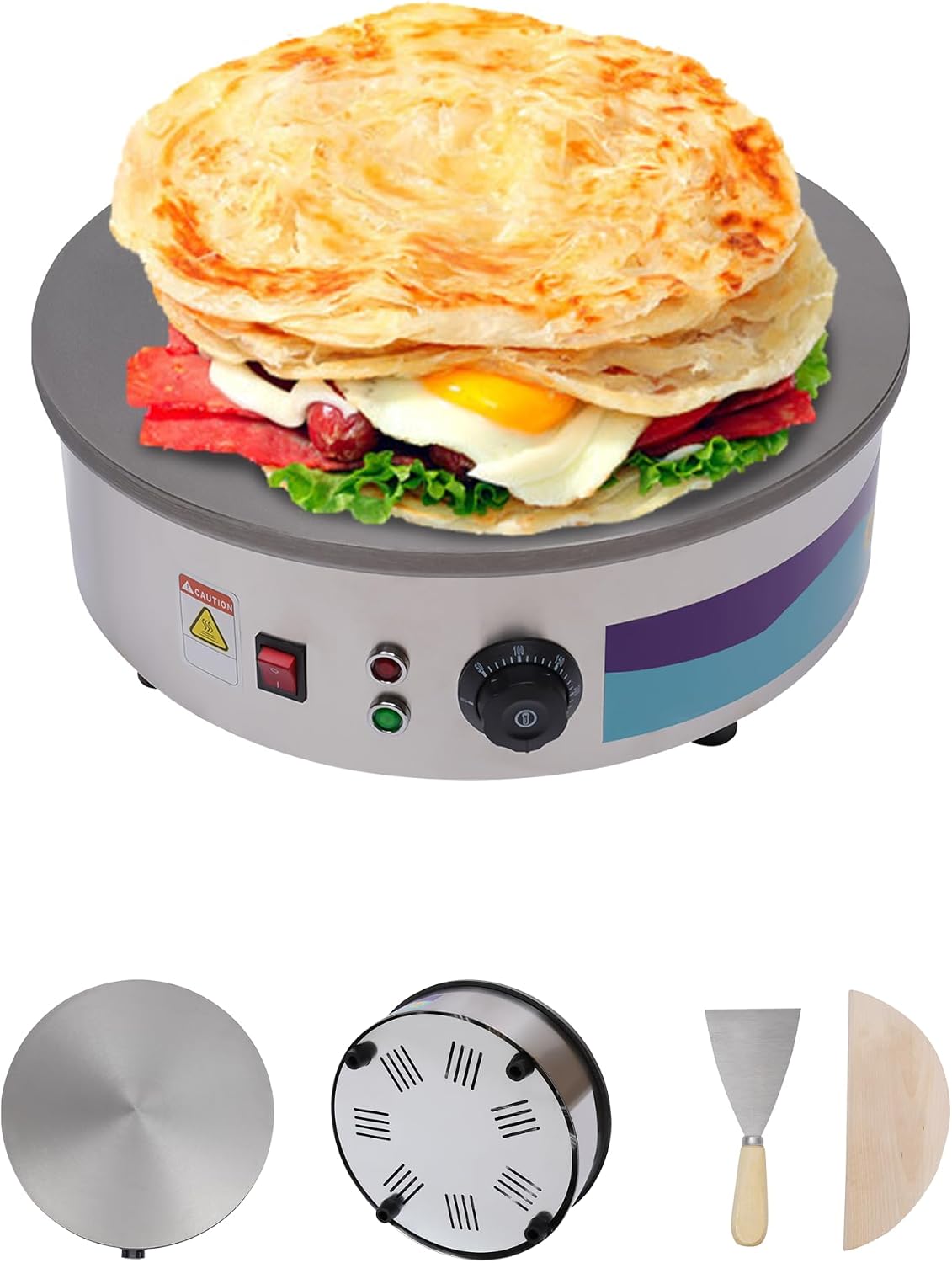 ACROSSPART Crêpeiers Przewodniczący, 450P, 45 cm, 2800 W – 220 V, Czarny, SX- 450P Naleśnik, 2 strefy temperaturowe SX-450P