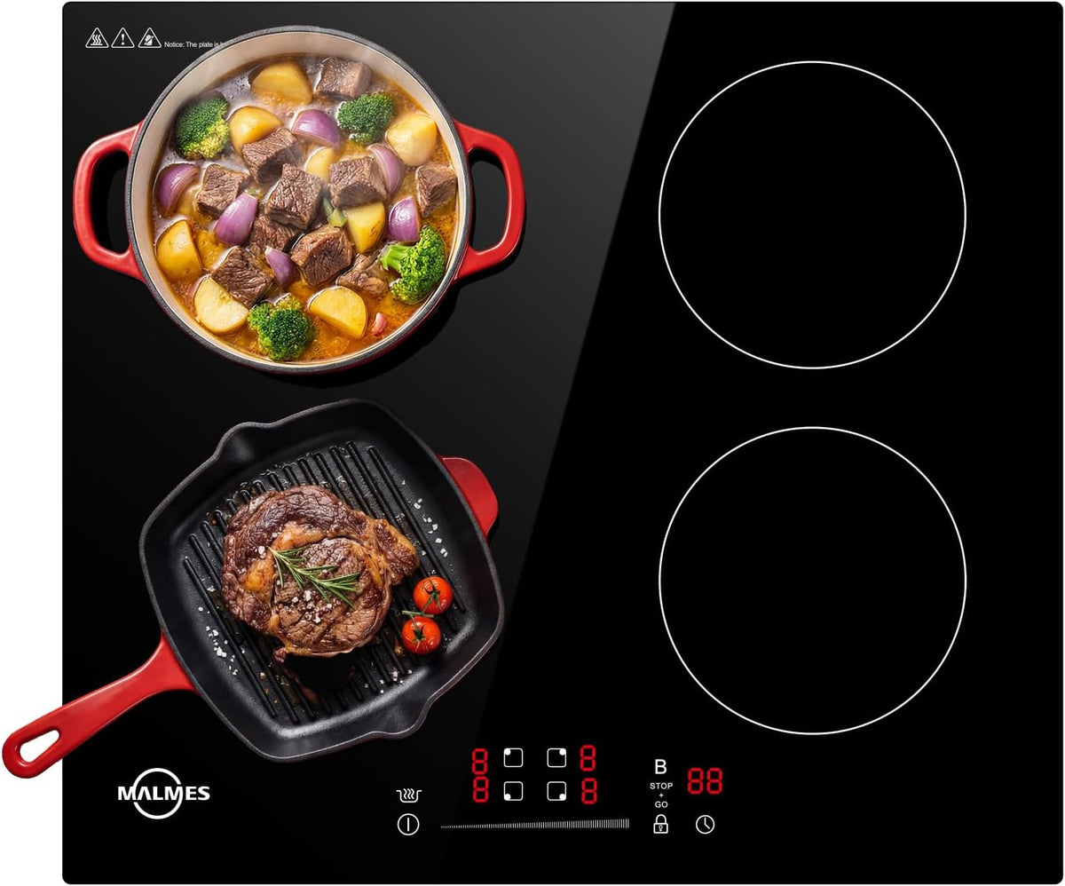 Malmes Płyta indukcyjna, kuchenka indukcyjna – D60474H2, 60 cm, 7000 W, Czarny – automatyczne wyłączanie, płyta grzewcza, 4 pola grzewcze