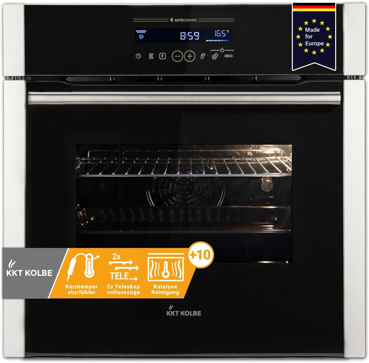 KKT KOLBE Grill, EB8016ED, 60 cm – 70 l, 2 kW, Czarny / Srebrny, piekarnik do zabudowy – Pizza elektryczna EB8016ED, piekarnik elektryczny, wbudowany