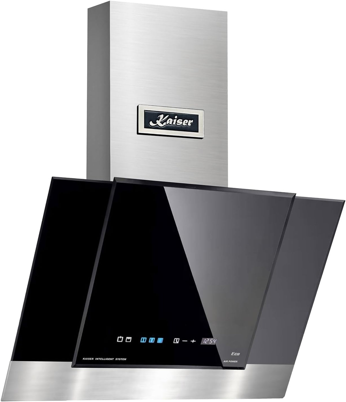 Okap kuchenny Kaiser – 60 cm, Czarny / Srebrny, oświetlenie LED, Obudowa wyciągowa 2018 – kaptur, 910 m3 / h, 3 prędkości