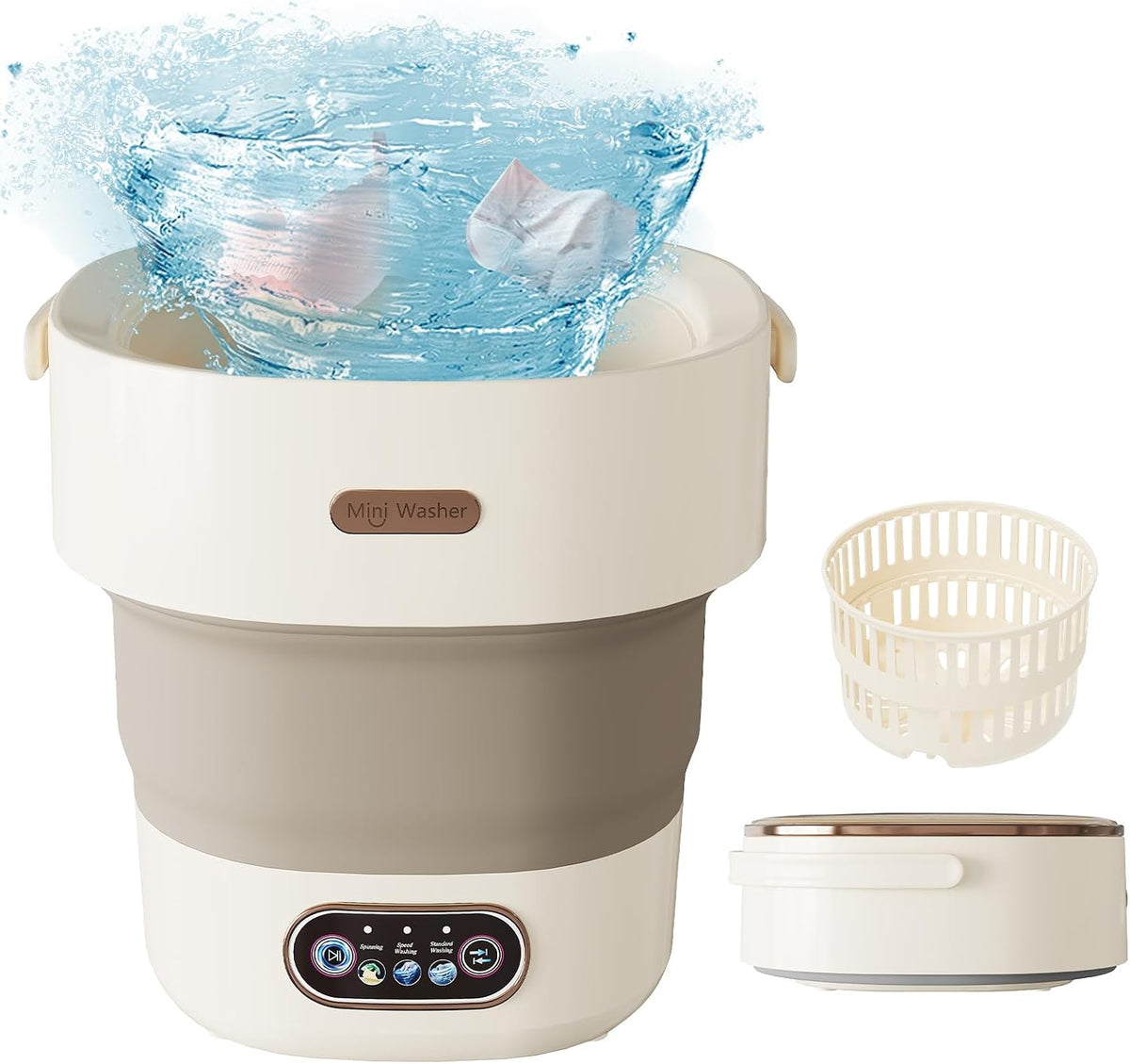 Pralka Zstar – 13 l, 32 × 32 × 33,5 cm, 2.5 kg, Beżowy – składana konstrukcja, 3 programów, przenośne, ciche – kemping, kemping / RV