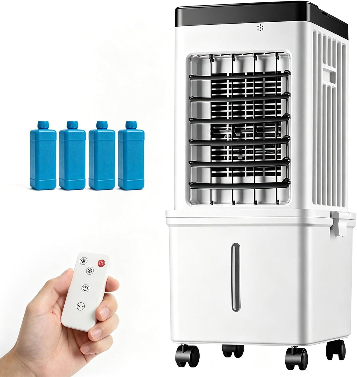 GAORUTO Klimatyzator przenośny, klimatyzator mobilny – 15 l, 220 V, 75 W, Biały – pilot zdalnego sterowania, Klimatyzator, 3in1 Klimatyzator
